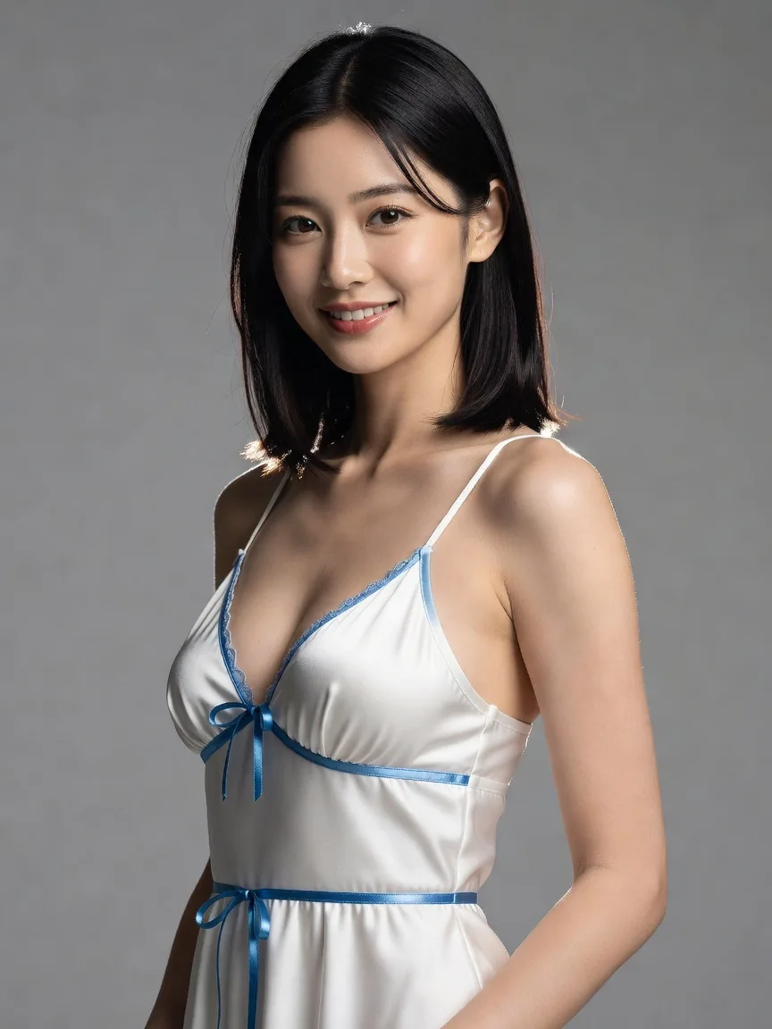 桜ローズ プッシュアップブラを着用した日本人女性